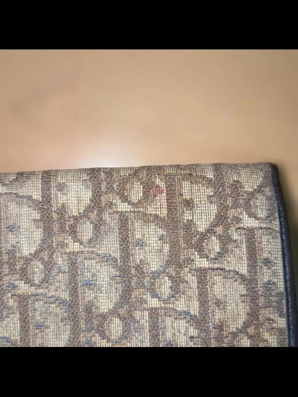 Dior Brown Monogram Canvas Leather Trim Clutch Wallet